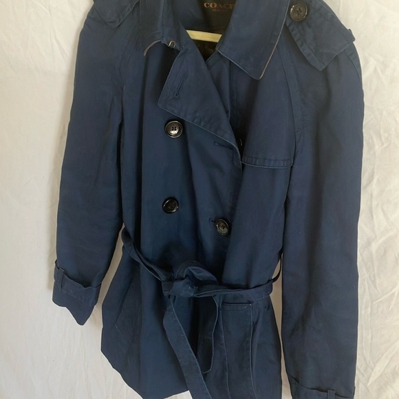 Coach: Navy Trench Coat- S - Picture 12 of 16